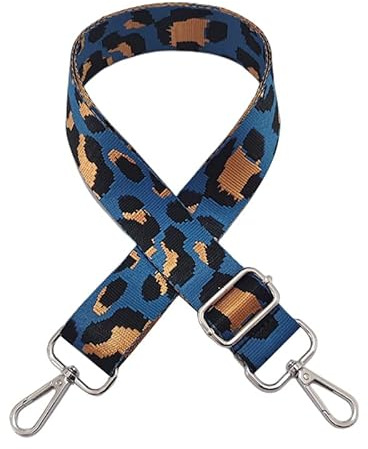 SYSUII Bunt Schultergurt Leopard Muster Längenverstellbarer Tragegurt für Handtaschen 3.8cm Breiter 75-130cm Schulterriemen Umhängegurt Herren Taschenriemen Damen DIY Zubehör für Tasche -Blau