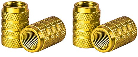 4 Stück Auto Reifen Ventilkappen, Aluminium Legierung Heavy Duty Reifenkappen Universal Ventil Kappen Staubschutz Luftdüsenkappe Auto Dekoration Zubehör für Auto PKW Motorrad Fahrrad,Gold