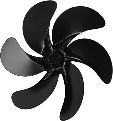Wärmebetriebener Herdventilator, 6 Flügel, Ersatz für Kaminventilator, Universal-Kaminventilator, Ventilator aus Aluminiumlegierung, Zubehör für Ofenventilatoren, Schwarz