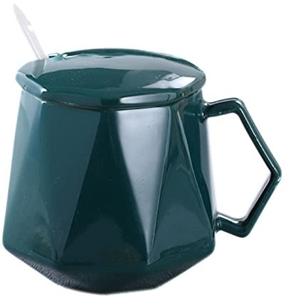 Dispensador azucarero,bote condimento, Azucarero en forma de taza con tapa, tarro de almacenamiento, azucarero de porcelana con cuchara, salero, for cafetería, restaurante-azul-9x8x10cm ( Color : Gree