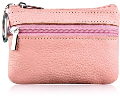 Wambere Leder Schlüsseletui Schlüsseltasche Klein Auto Schlüsseltasche mit Haken Tragbares Schlüsselringetui Damen und Herren Tragbares Autoschlüssel Tasche Schlüsselmäppchen,Rosa