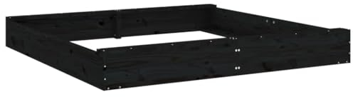 vidaXL Arenero con Asientos Cuadrado, Foso Caja de Arena, Arenero de Exterior, Arenero para Niños de 2-8 Años, Madera Maciza de Pino Negro