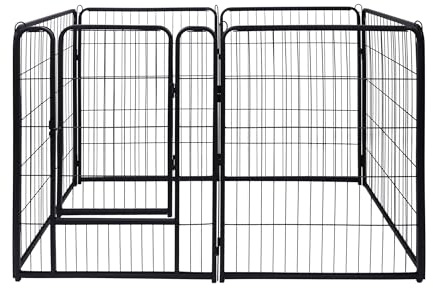 YARDIN Welpenauslauf DIY Metall Welpenlaufstall, Faltbar mit Tür Hundelaufstall für WohnungFür Hund, Katze, Welpe, Kaninchen, Hühner 6 Gitter je 80 x 65 cm