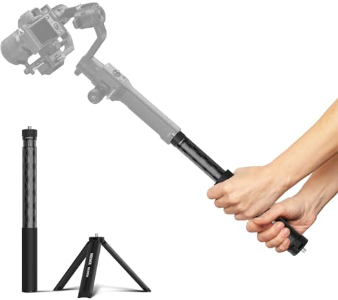 NEEWER Carbon Fiber Gimbal Extension Pole, 13-29/33-74cm Telescopic Stabilizer Boom Pole with 1/4 Screw & Foldable Desktop Tripod, Compatible with DJI Ronin RS Feiyu Zhiyun, MS-300CM