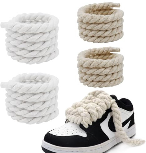 Yqhugbc 2 Par Cordones Blancos, Cordones Anchos, Cordones Zapatillas, Cordón Cuerda, Cordones, Cordones Gordos para Air Force 1