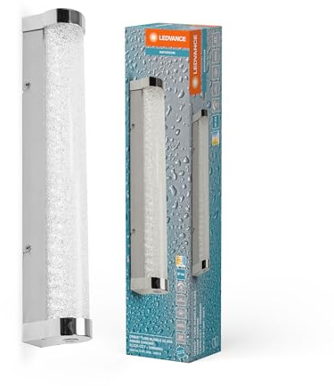 LEDVANCE ORBIS Tube LED-Spiegel-/Wandleuchte, Chrom, Glas mit Blaseneffekt, 9W, 900lm, dimmbar, 3000/4000K über Wandschalter einstellbar, 40cm Durchmesser, IP44 Schutz vor Fremdkörpern/Spritzwasser