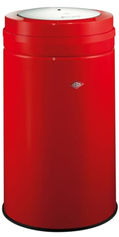 WESCO Big Swing Abfallsammler in der Farbe rot, pulverbeschichtetes Stahlblech, Innenbefestigung für Mülltüten, leichte Bedienung durch Swing-Deckel, Nutzbares Volumen 80 Liter