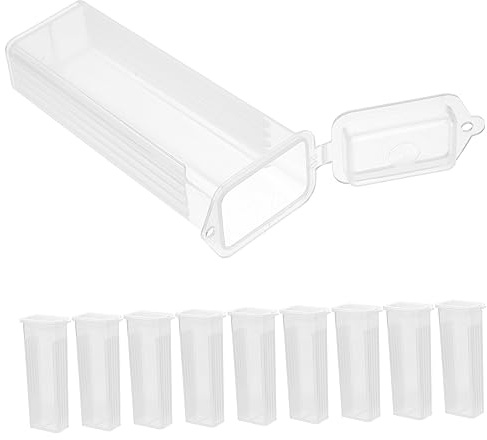 JECOMPRIS 10 Stück Objektträgerbox aus Robustem Pp mit Verschluss Druckknopf Geschlitzte Kanäle für Getrennte Lagerung Mikroskop Slide Halter für Labor und Bildung