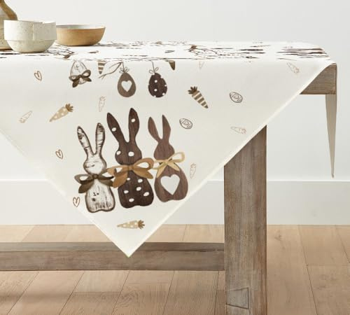 Artoid Mode Planken Hasen Ostereier Ostern Tischdecke, Tischwäsche Frühling Küche Tisch Dekoration Drinnen Urlaub Party Dekor 85x85 cm
