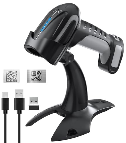 Tera Industrial 2D Barcode Scanner DPM 1-Megapixel Hochpräzise 1D 2D QR 3 in 1 Batteriestandsanzeige Bluetooth 2.4G USB-C Heavy Duty 2500mAh mit Ständer 8100DPM