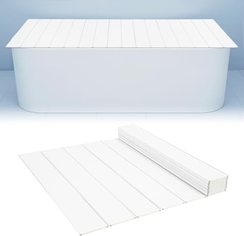 Foldable Bathtub Cover, Extendable Dust Bath Tray, PVC Insulation Bath Board, Dustproof Waterproof Folding Bathtub Storage Cover, for Home Bathroom Spa, White, 66.93x27.56x0.26in