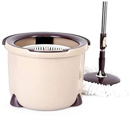 Msuiiixcccc Fregona, Limpieza de Microfibra, fregona giratoria de Acero Inoxidable 360 con Piso de Madera Lavable con Cubo,