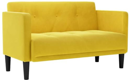 vidaXL Zweisitzer-Sofa Gelb 111 cm Samt, 2-Sitzer-Sofa, Couch, Wohnzimmer-Sitzmöbel, Sofa, gepolstertes Sofa, Wohnzimmersofa, 2-Sitzer-Couch, Samtsofa