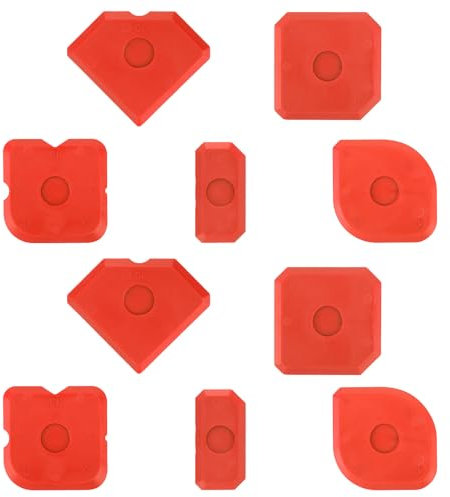 Gosknor 10pz Set Utensili per Sigillatura in Plastica, Riutilizzabili Raschietto Sigillante Strumento di Finitura Sigillante per Finestre Cucine Pavimenti Lavandini Sigillatura Giunti (Rosso)