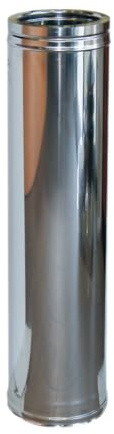 Tubo Coibentato Doppia Parete in Lana di Roccia - in Acciaio Inox AISI 316 BA SP. 5/10 – per Camini, Stufe a Pellet e Caldaie - Lunghezza 1000 mm - Diametro 120-180 mm