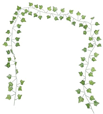 UKCOCO Guirlande De Vigne Artificielle 12 Pièces Fausse Feuille De Vigne Rotin Artificiel Vert Décoration Suspendue pour Maison Jardin Bureau Fêtes