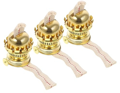 HOLIDYOYO Brûleur De Lampe à Pétrole Réglable Métal avec Mèche Intégrée, Lot De 3 Sets De Pièces, Accessoires Remplacement pour Lampe à Huile Rétro, Utilisation Domestique Et Décorative