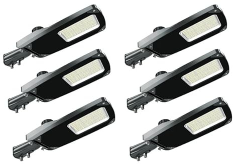 ENOVALITE 6 Stück LED Straßenlaterne 30W dimmbar, 4500 Lumen, 5000K neutralweiß, IP66 Außenleuchte Mastleuchte, Straßenlampe außen für Hof Parkplatz Wege Industrie Außenbeleuchtung