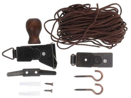 Ipetboom Bamboo Roller Blind Rope Accessories with Iron Fittings for Curtain Repair and Replacement Easy to Install Rolling Blind Parts for Window Shades and Roller Shutters