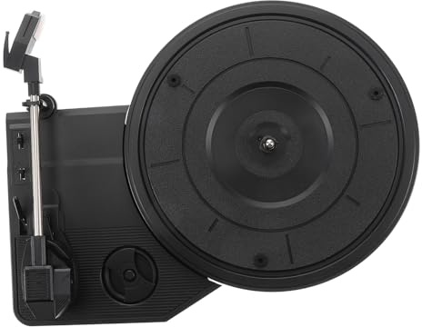 Schwarzes Grammophonwerk Retro Plattenspieler mit Großen Lautsprechern | Kunststoffgehäuse, Vintage Optik für Wohnraum, für Einsteiger und Musikliebhaber