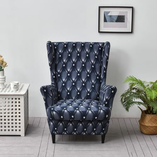 Tebeu88 2 Piece Set Stretch Cushion Sofa Slipcover, Removable Wing Back Armchair Slipcovers ，Protector for Armchair Living Room/Sofa 1 Seater (Style 9)