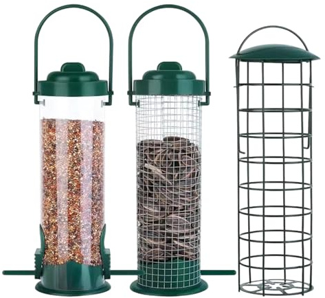Mangiatoia Per Uccelli | 3 Pezzi Grande Capacità Resistente Alle Intemperie,Mangiatoia Per Uccelli A Tubo Antiscoiattolo | per Colibrì Cinciallegra Fringuello Giardino Cortile Balcone Albero