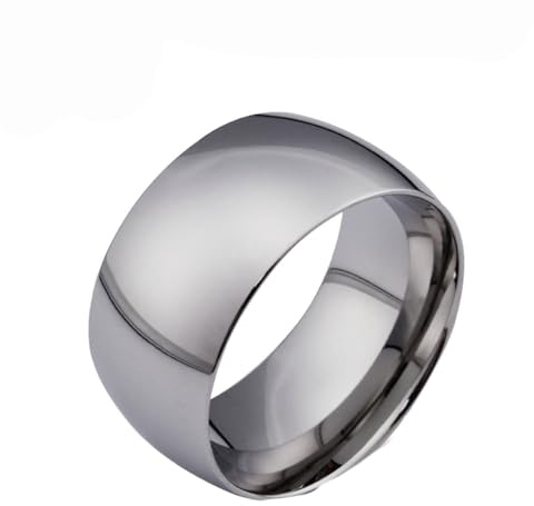 Whoiy vigselring rostfritt stål med gravyr inuti, 11,5 mm breda herrringar polerade förlovningsringar vigselringar silver/svart/guld bred personlig herrbandring storlek 54–67, 65 (20.7