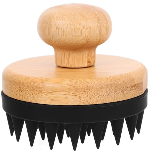 Toyvian Kopfhautmassagebürste aus Bambus und Silikon Shampoo Massagebürste mit Peelingfunktion Ergonomisch für Männer und Frauen