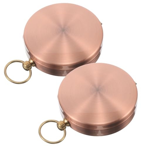 BIUDECO Brújula Retro de Cobre con Reloj de Bolsillo y Tapa Abatible, Pack 2 Unidades, Dispositivo Portátil de Navegación para Senderismo y Actividades al Aire Libre, Equipo