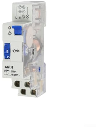 Shophubio Interruptor de temporizador de luz de escalera de bajo consumo 230 V CA relé mecánico para control automático de iluminación con compatibilidad de montaje en riel DIN