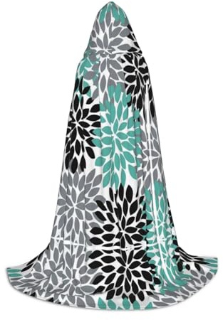 OXbnmm Cape à capuche motif fleur de dahlia pour adolescent, petite costumade, sorcière, vampire, magicien, bal masqué, scène