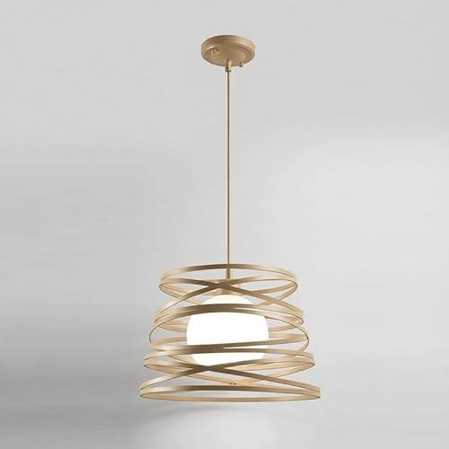 Lampadario moderno a sospensione a fasce intrecciate, in ferro verniciato finish opaco - Attacco 1xE27, Potenza max 1x60 W, dim. 33x22 cm, lunghezza filo 100 cm (Tortora)