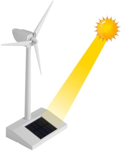 Solar Windmill Toy - Solar Model Decorative Item For Home, Teaching Tools | Outdoor Yard Lawn Patio School Classroom Children, 5.51x3.54x10.24 Inches