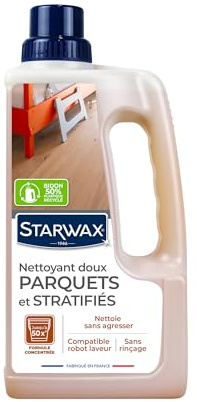 STARWAX - Gentle Cleaner for Parquet and Laminate Floors - Removes Stains on Parquet and Laminate Floors - suitable for washing robots - No-Rinse - Non-Slip - 1L - 50 doses for 50m²