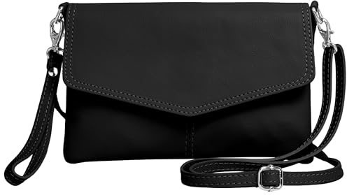 Caspar Elegante Leder Clutch Abendtasche aus samtweichem Nappaleder Damen Umhängetasche - PREMIUM LINE - Modell No.322 - Made in Italy