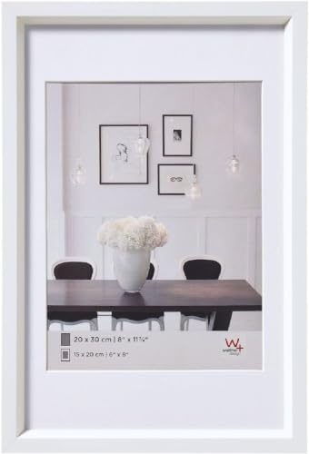 walther design Bilderrahmen weiss 40 x 60 cm mit Passepartout, Steel Style Kunststoffrahmen ES460W