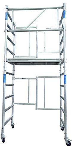 Alumexx ALX X-up 2.0, Fahrgerüst, Montagegerüst, Aluminiumgerüst, Mini-Gerüst, Rollgerüst, Alu-Gerüst, Sehr kompakt, Aluminium (Aluminium, 4M arbeitshöhe)