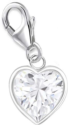 Goldene Hufeisen Zirkonia Herz Charms Anhänger für Bettelarmband 925 Silber Kinder Mädchen Damen Sterlingsilber