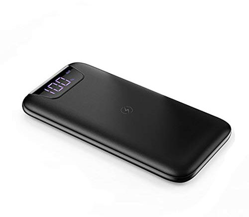 MYYING ELE Qi Wireless Power Bank 10000mAh Fast Qi Portable Quick Charger External Battery Pack with LED Display and Dual USB/Input Compatible with Qi Enabled Smartphones Devices, Black