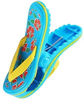 Suszian Badetuchklammern, 4 Stück Slipper Design Badetuchklammern Niedliche Badetuchklammern Großer winddichter Kunststoff-Wäscheklammer für Liegestühle, Sonnenliegen oder Wäsche