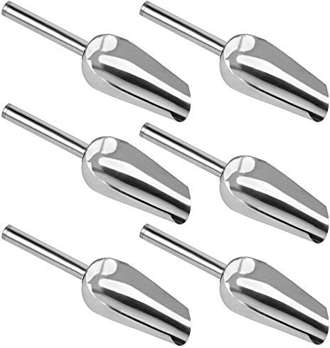 Mini pala de hielo, 6 onzas, 6 unidades, acero inoxidable, cuchara pequeña de metal para alimentos para el hogar, cocina, tienda, palomitas de maíz, granos de café, apto para lavavajillas