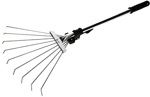 KOTARBAU® Robusta Scopa a Ventaglio 320 mm Rastrello con Manico in Metallo Regolabile 60-245 mm Mini rastrello Corto con 9 Denti Scopa per Foglie Utensili da Giardinaggio Accessori da Giardino
