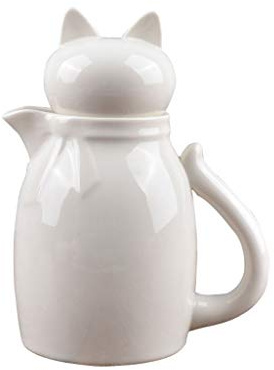 XXXXW Lattiera/salsiera in Bianco e Nero Creamer Ceramica Brocca, pentola con Coperchio, caffè Latte Coppe Creamer Pitcher (530ML / 17,9 Once) salsiera Contenitore (Color : White)