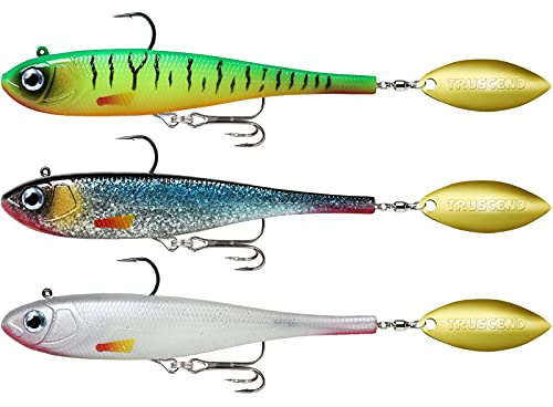 TRUSCEND Einfacher Fang Gummifische mit BKK-Haken, Besondere Vibrierende Schwimm- & zitternde Jigging-Aktion für mehr Bisse, tolle weiche Köder für Barsch, Forelle, Hecht, Zander, EIN Familienmuss