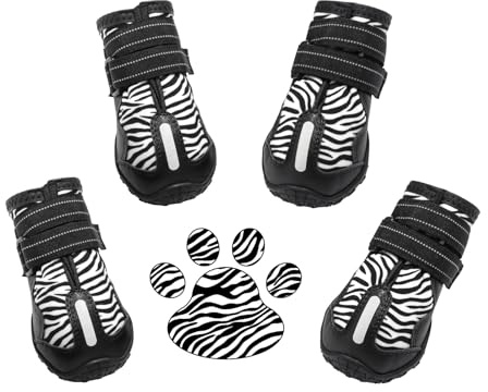 PAWOLOGY Hundestiefel, wasserdicht, Pfotenschutz für Regen, Schnee, heiße Gehweg, Outdoor-Wanderschuhe, mit reflektierenden Riemen, Anti-Rutsch-Sohlen, verstellbar, langlebig, für kleine, mittelgroße