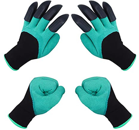Garden Gloves With Claws 2 Pairs for Weeding Seeding Yard Fingertips Claw Gloves Lightweight to Cultivate Transplant Plant Green