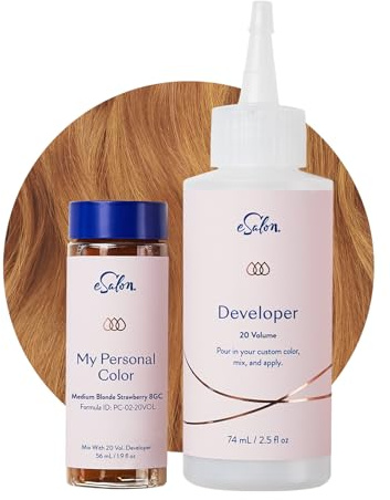 eSalon Permanent Hair Color & Hair Dye Complete Kit - Medium Blonde Strawberry- Personal Colorist Kit for Up To 100% Gray Coverage for All Hair Types - Professional-Grade Ammonia-Free Hair Dye