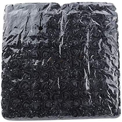 huaao 144 pezzi di Rosa Artificiale Mini Schiuma in PE 2 cm, Bouquet di Fiori Artificiali, Decorazione per Matrimoni, Nozze Artigianato, Nero