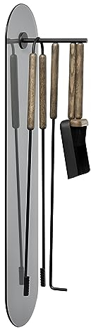 blomus Kaminbesteck -ASHI- 5-teilige Karmingarnitur aus Stahl und Eichenholzgriffen (Brown)