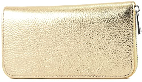 modamoda de - ARGENTO-P02 - Portefeuille pour femme en cuir véritable, S